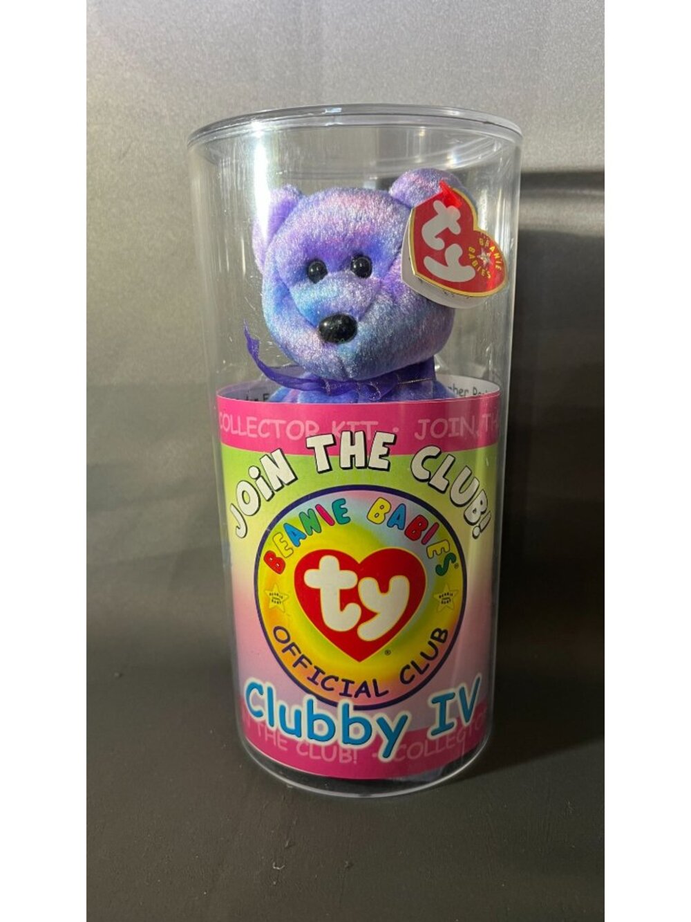 Ty Beanie Babies Clubby IV Collectors Club Bear In Display Case